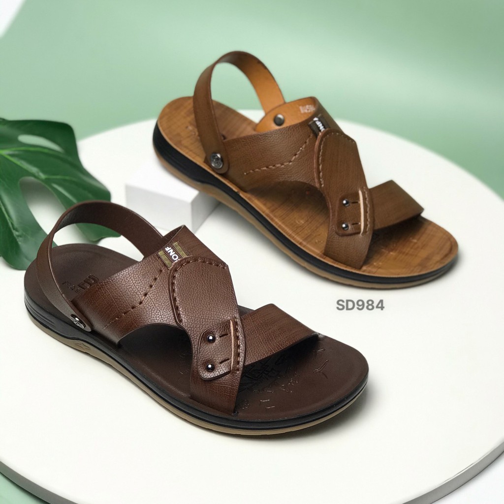 Sandal nam BQ ❤️FREESHIP❤️ Dép quai hậu nam da bò quai lật SD984