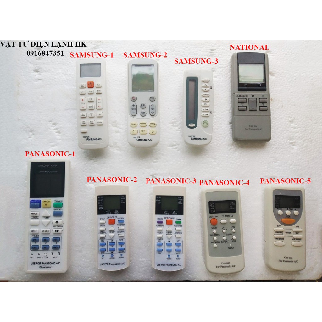 Điều khiển điều hòa các hãng mẫu như hình Samsung Panasonic National - Remote máy lạnh điều hoà SS Pana Nationa