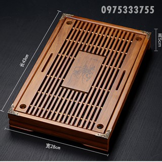 Khay Trà Gỗ Nâu Trạm Đồng