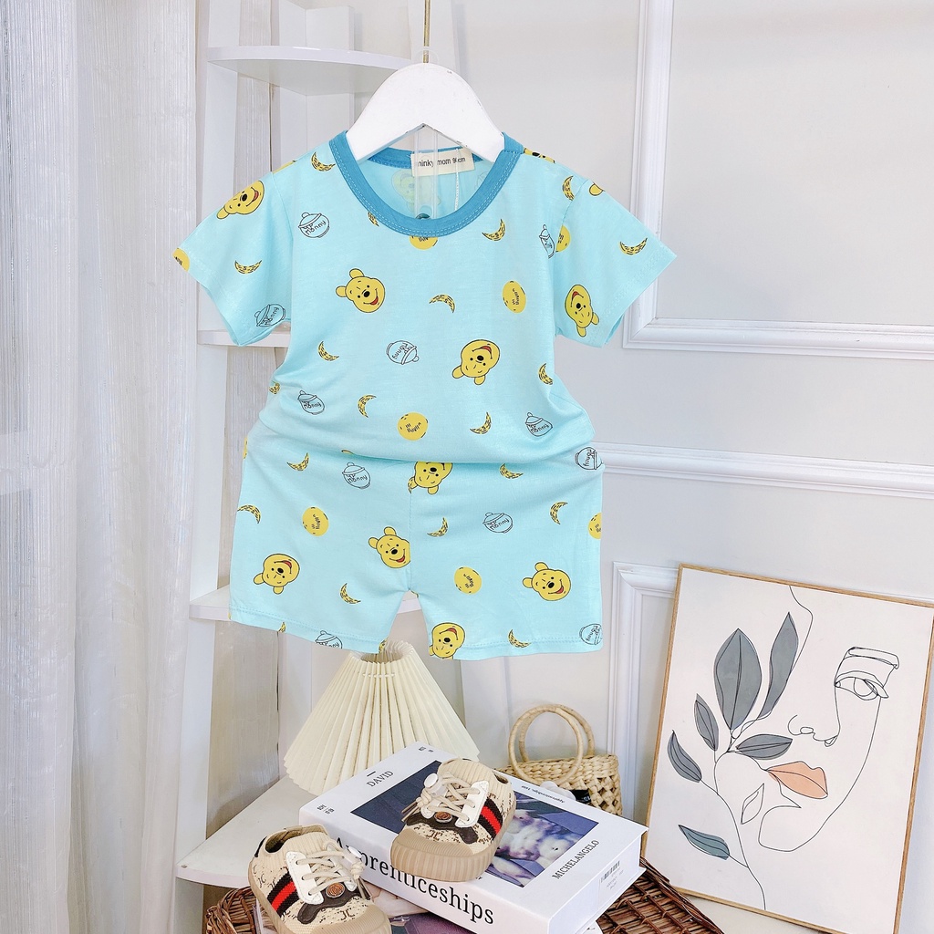 Đồ Bộ Bé Gái, Bé Trai Minky Mom Vải Thun Lạnh In họa tiết toàn thân, Bộ Quần Áo Cộc Tay Cho Bé Mặc Hè Thoáng Mát