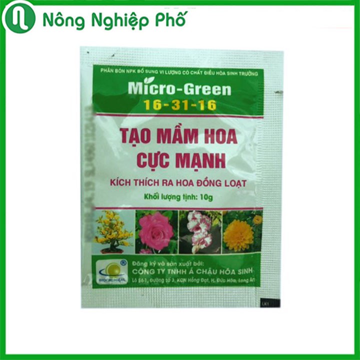 Phân Bón Đa Vi Lượng Micro Green 16-31-16 Giúp Tạo Mầm Hoa Cực Mạnh, Thúc Đẩy Ra Hoa Đồng Loạt Gói 10 Gram