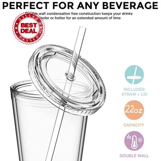 Ly Uống Nước Bằng Thủy Tinh Trong Suốt Có Ống Hút Tiện Lợi P4P6