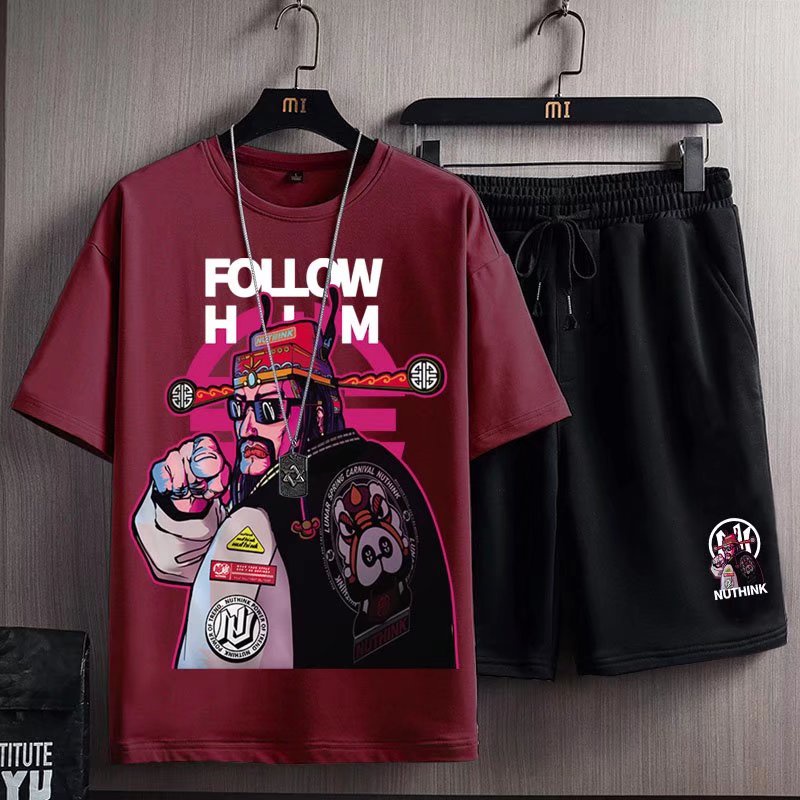 Set Áo Thun Tay Ngắn + Quần Short Plus Size M-8XL Phong Cách Hip-Hop Dễ Phối Đồ Cho Nam