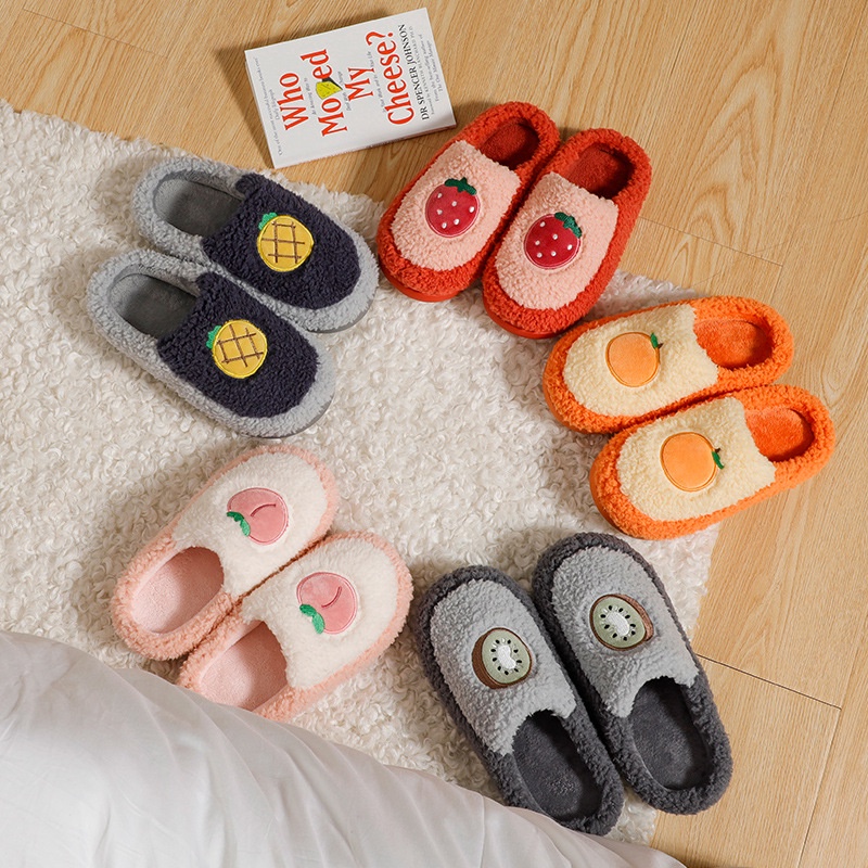 Dép bông, dép đi trong nhà, slipper vải bông hình trái cam và đào Mua Tất (muatatshop)