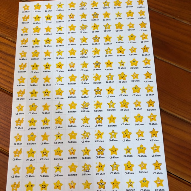 Sticker khen thưởng tiếng việt x 154sticker/ tờ A4