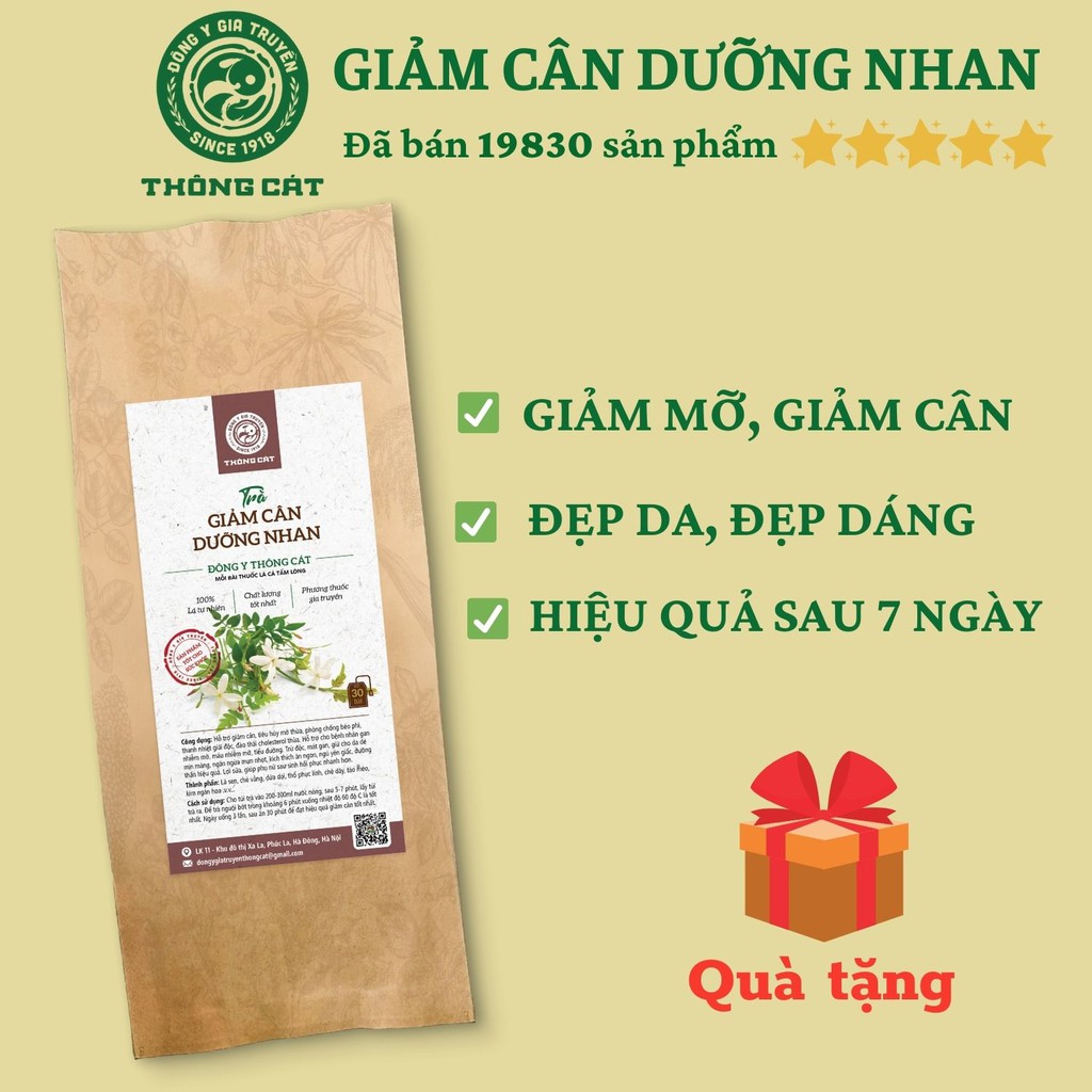 Trà GIẢM CÂN DƯỠNG NHAN_ĐÔNG Y GIA TRUYỀN THÔNG CÁT - Giảm cân an toàn , nhuận tràng , đốt cháy mỡ thừa sau 7 ngày