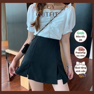 [Quà tặng là chun tóc nữ tính nhiều màu dẻo dai] Quần giả váy xẻ tà 2 bên dáng chữ A Lucy Outfit thiết kế
