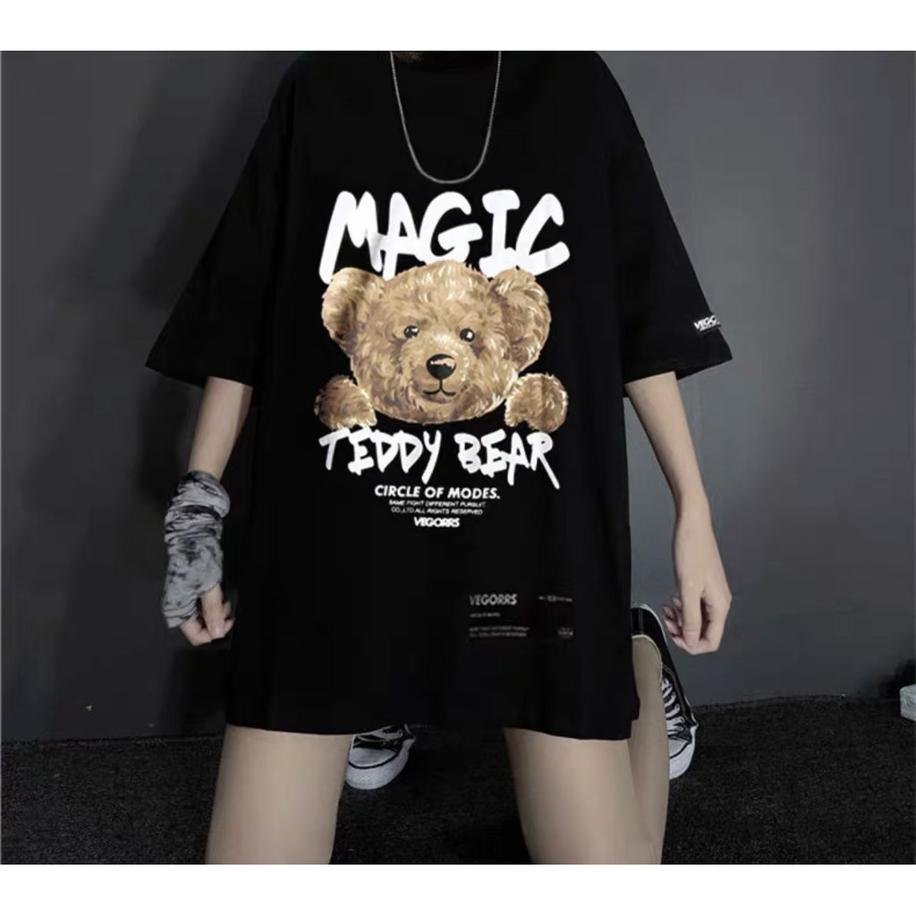 Áo thun tay lỡ form rộng ESTINI áo thun Unisex nữ nam chất cotton vải dày Gấu TEDDY