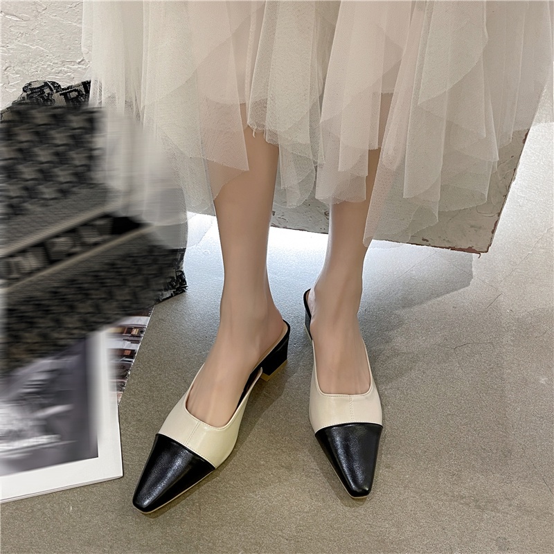 Dép cao gót mũi nhọn phong cách retro Pháp cho nữ