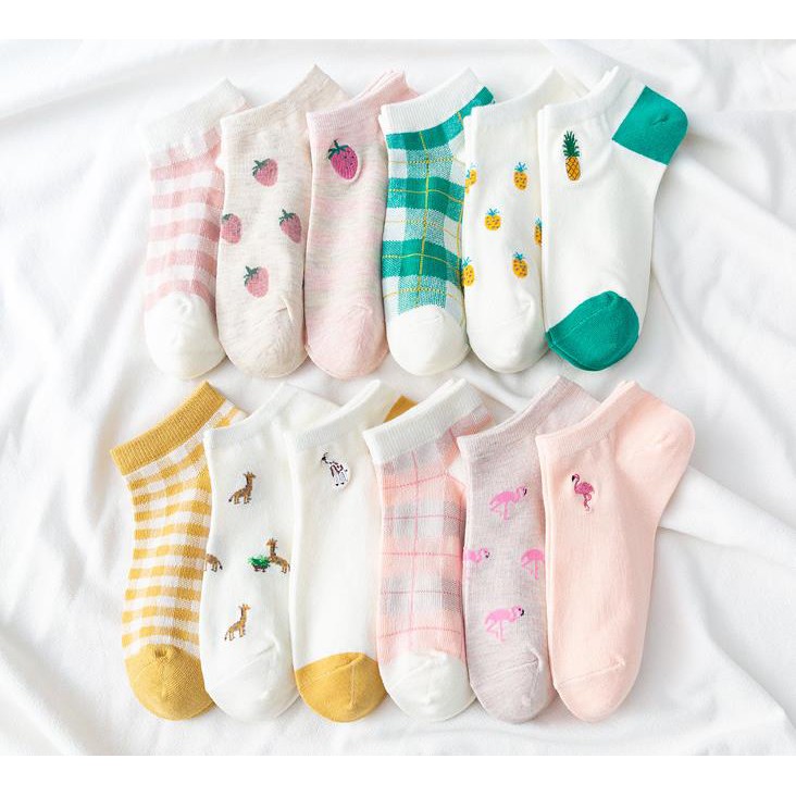 WAFNHA D453 Vớ Nữ Họa Tiết Trái Cây Dễ Thương