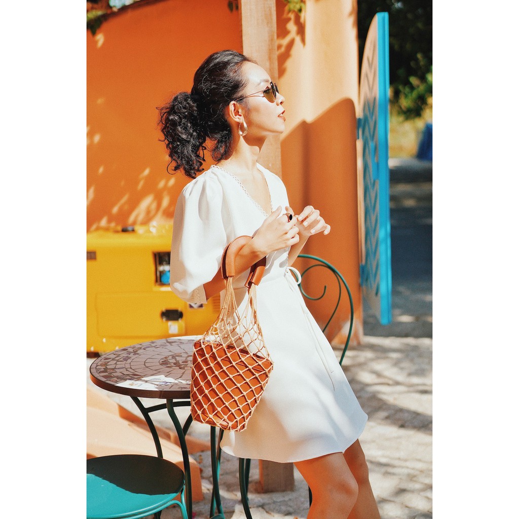 Đầm Chéo Ngực Phối Ren Tròn EDINI - D1049 - D1385 | BigBuy360 - bigbuy360.vn