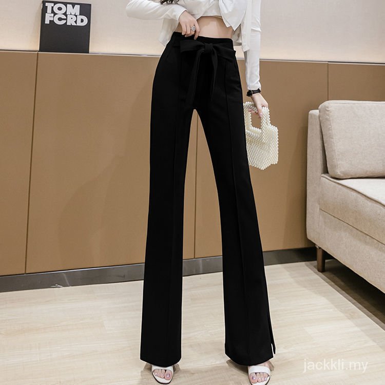 Quần Dài Lưng Cao Ống Rộng Màu Đen Thời Trang Xuân Thu Cho Nữ 2021 | BigBuy360 - bigbuy360.vn