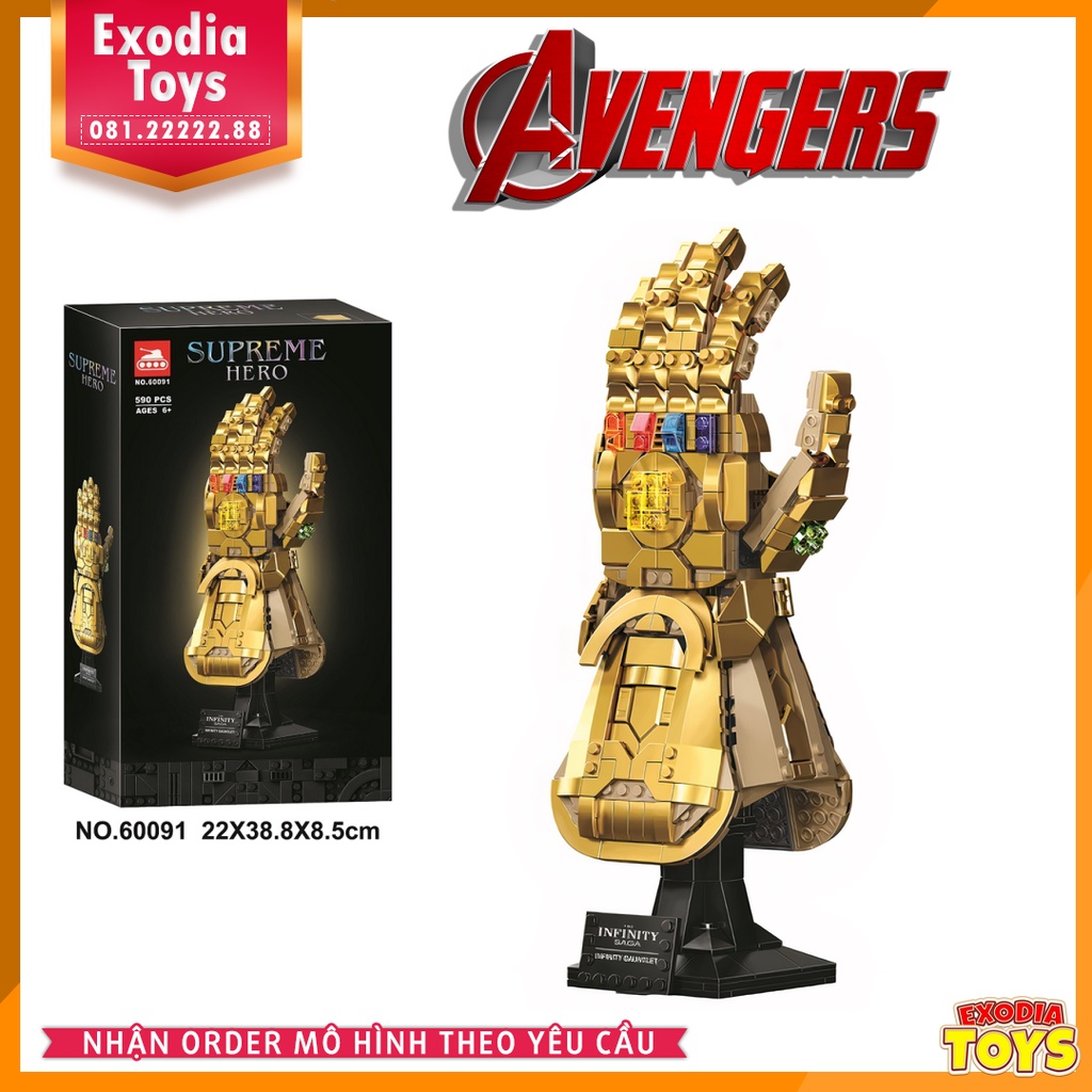 Xếp hình Marvel Avengers Găng tay vô cực của Thanos - Đồ Chơi Lắp Ghép Sáng Tạo - BELA 60091 Lego Ideas 76191