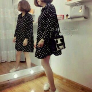 Đầm sơmi chấm bi cực xinh.