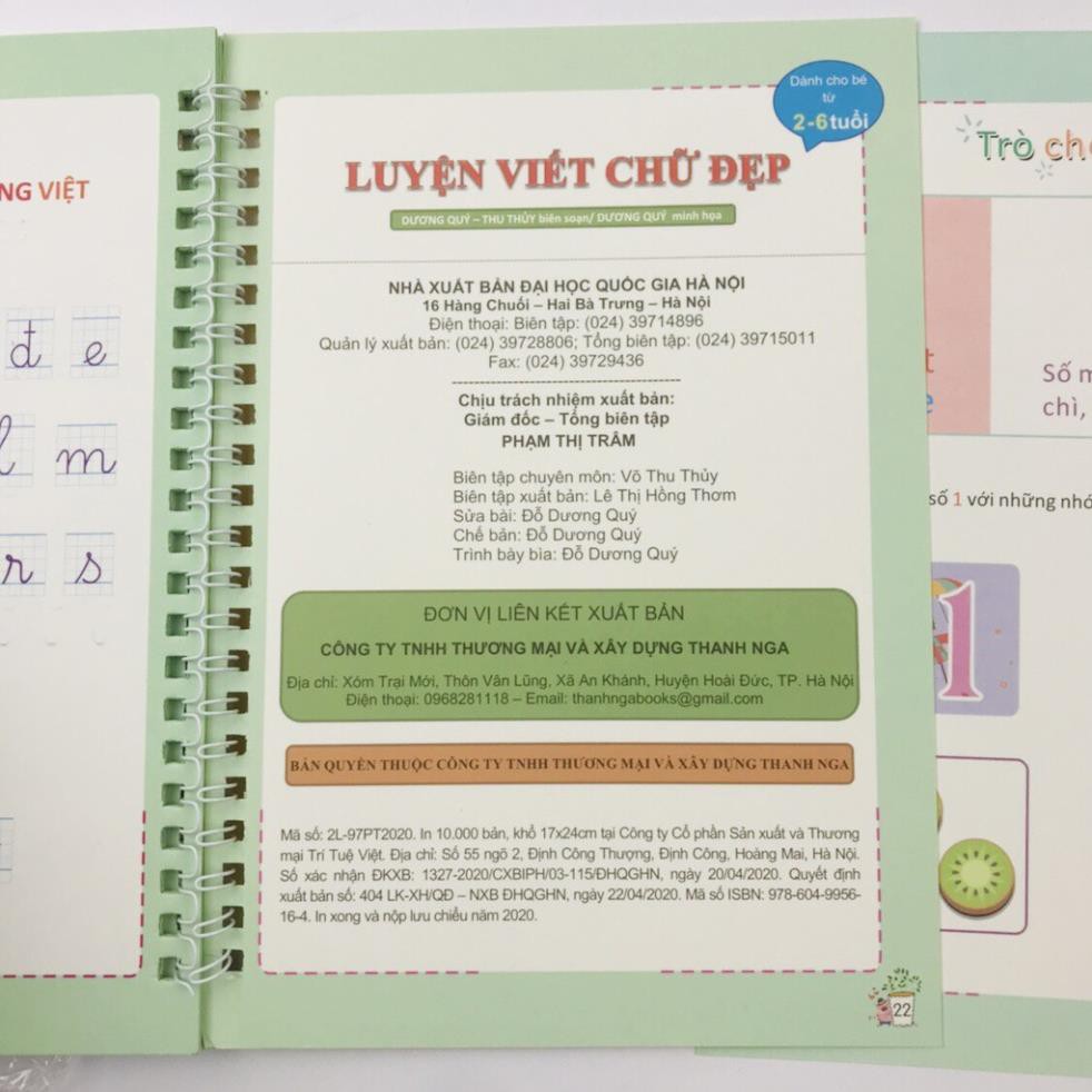 Combo 2 Cuốn Tập Luyện Viết Chữ Và Số Cho Bé - Thanh Nga