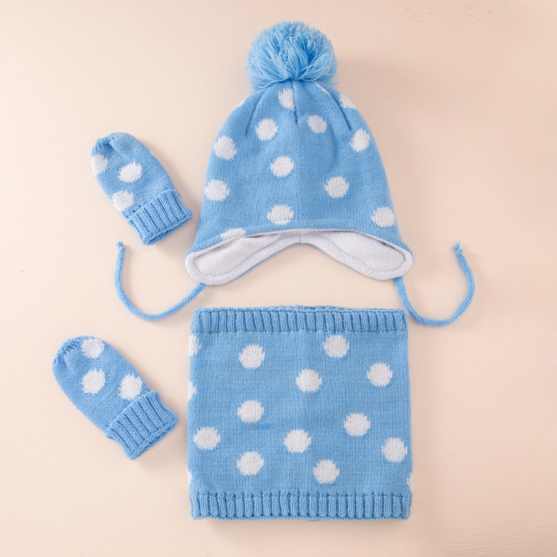 1 Set Mũ beanie Kèm Găng Tay Và Găng Tay Giữ Ấm Mùa Đông Cho Bé