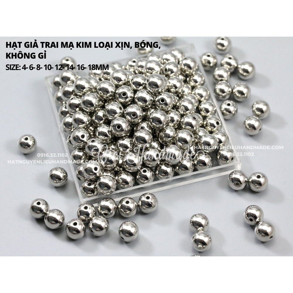 Hạt giả trai mạ kim loại, xịn, bóng, không gỉ Cici Handmade hạt cườm nguyên liệu tự làm kẹp tóc cô dâu đính kết