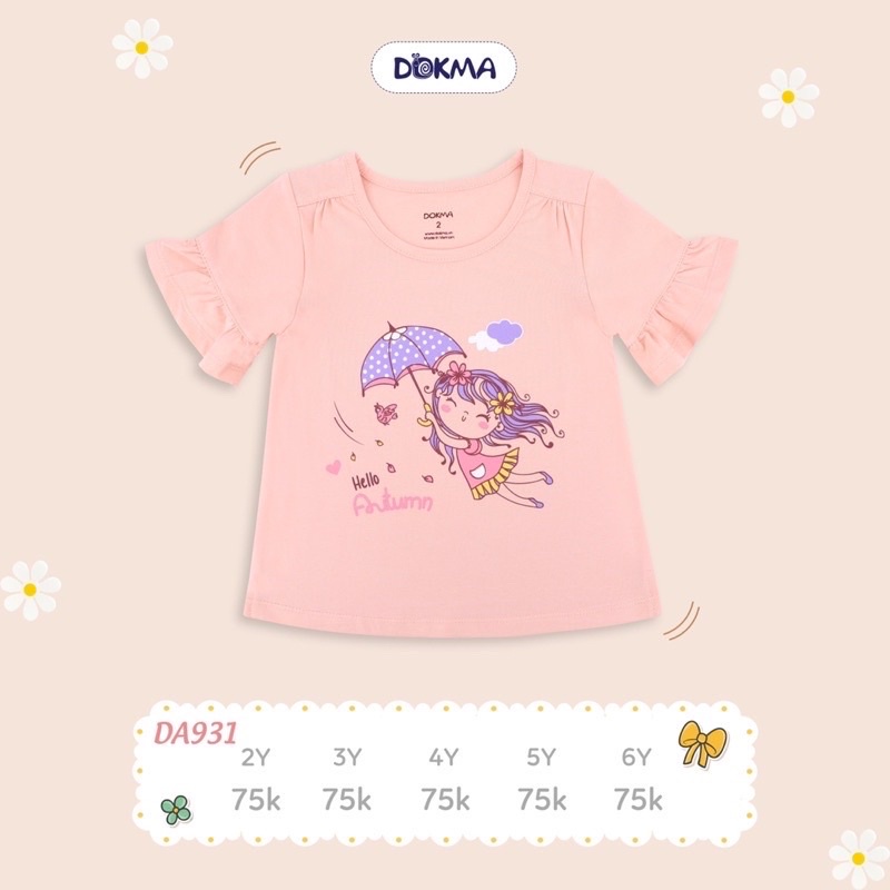 Áo cộc tay cài vai Dokma bé gái  DA931