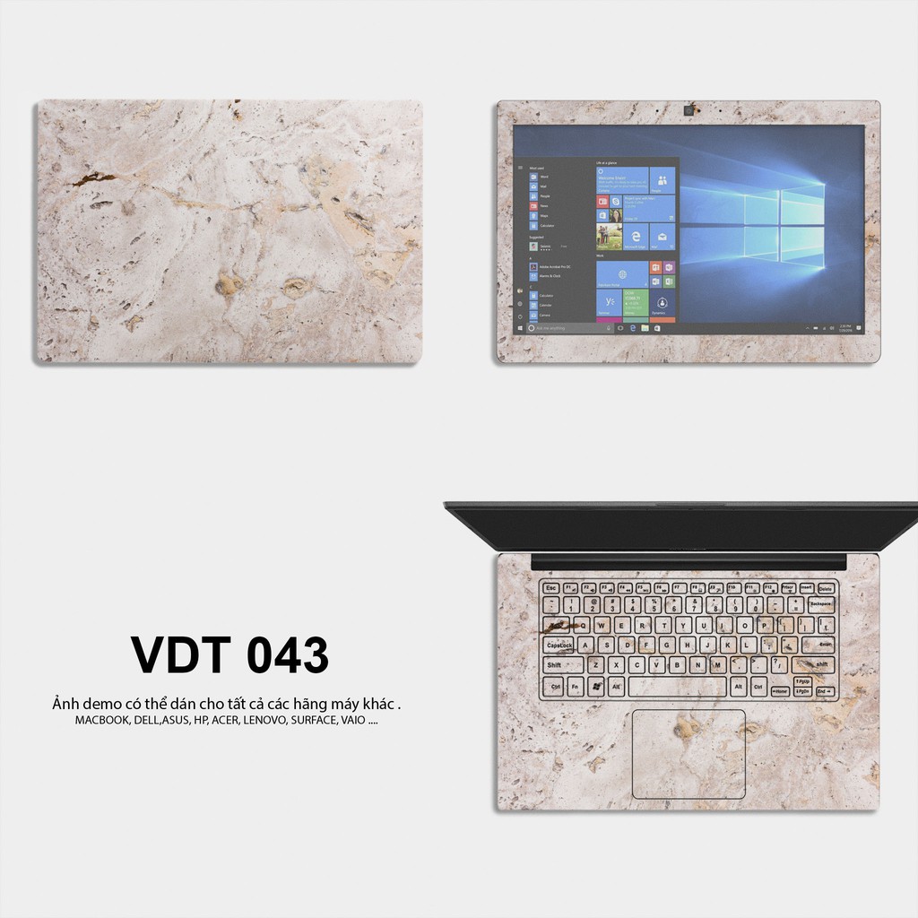 Miếng Dán Skin Laptop - Mẫu Vân Đá - Dán cho Dell, Hp, Asus, Lenovo, Acer, MSI, Surface,Vaio, Macbook