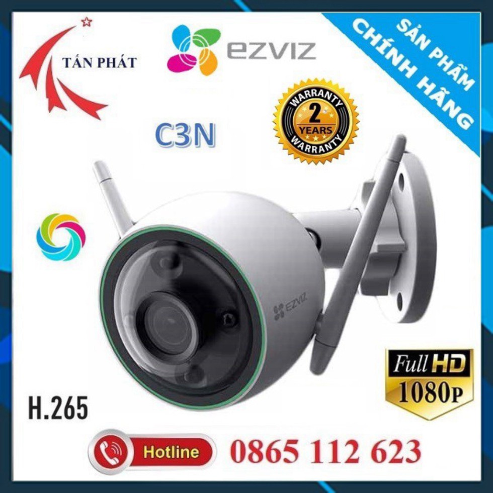 Camera IP WIFI 2M Ngoài Trời  AI Thông Minh EZVIZ C3N C3X (1080P) Màu Ban Đêm CHÍNH HÃNG - BH 24TH C3WN C3W HIKVISION