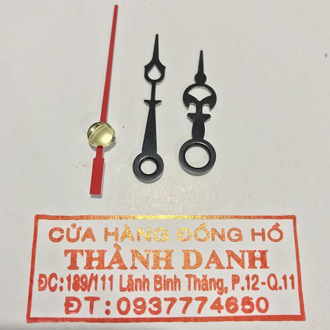 Bộ kim đen dài 3cm và máy đồng hồ Taiwan loại thường trục 18mm kim trôi