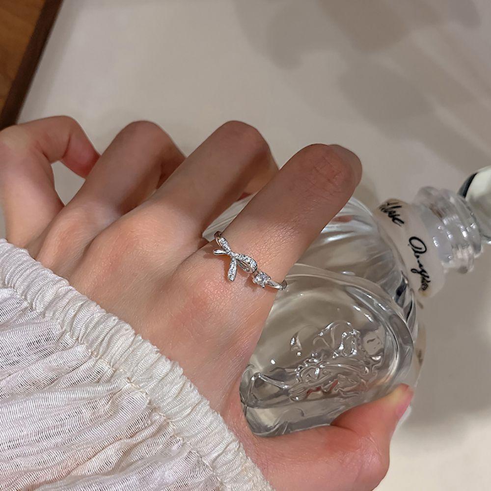 Nhẫn VANES1 Có Thể Điều Chỉnh Kích Cỡ Kiểu Dáng Đơn Giản Thời Trang|Nhẫn Hở Hình Nơ Xinh Xắn Thời Trang Cho Nữ