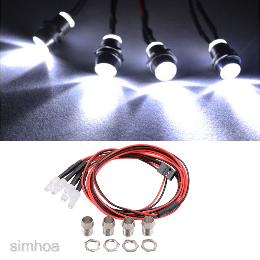 Set 4 Đèn Pha Led 4 Bóng Cho Xe Tải Điều Khiển Từ Xa 1/5 1/8 1/10 1/12 1/16
