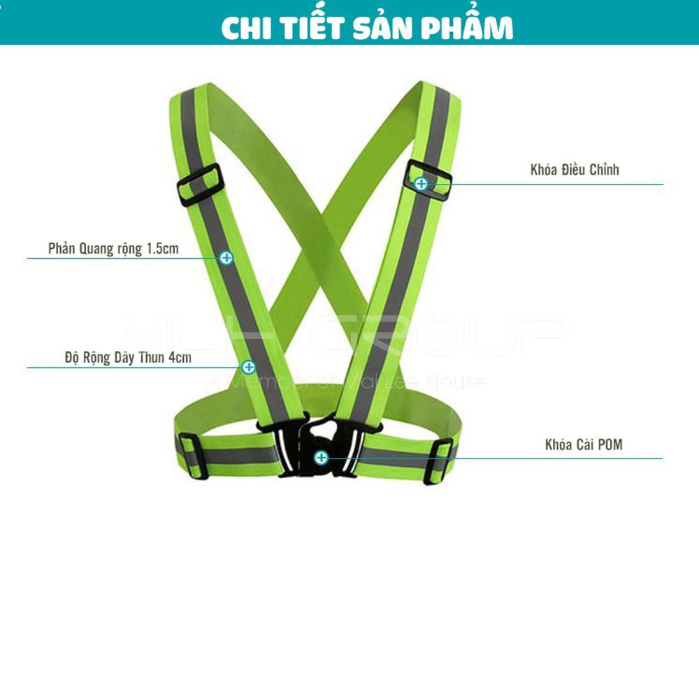 Dây Đai Phản Quang, Áo Phản Quang Nam Nữ Đi Phượt/ Đi Xe Máy/ Đạp Xe Đạp Với Dây Thun Đàn Hồi Co Giãn Rộng MLH