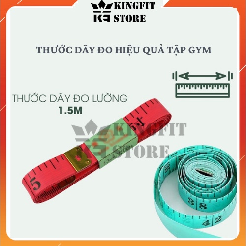 Thước dây đo vòng eo, Đo hiệu quả tập gym KINGFIT đầu bọc sắt, giảm béo mỡ bụng đùi bắp tay 1,5m