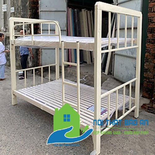 Giường sắt hộp 2 tầng sắt dày cao cấp, sơn tĩnh điện bền đẹp không rỉ sét, Ngang : 1mx1m