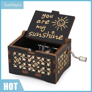 Hộp nhạc bằng gỗ khắc chữ You Are My Sunshine phong cách vintage