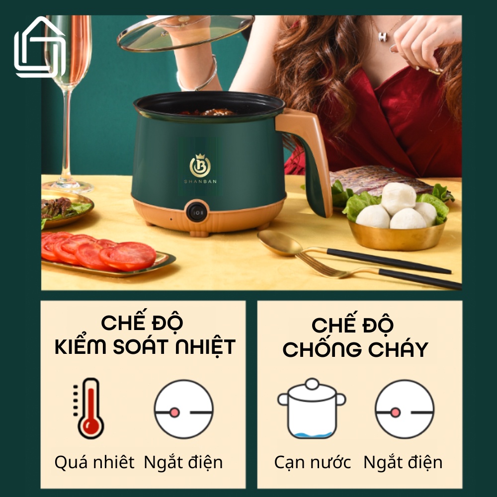 Nồi điện đa năng mini 2 tầng tặng kèm khay hấp ( chiên, xào, nấu ăn, nấu cơm, lẩu mini )