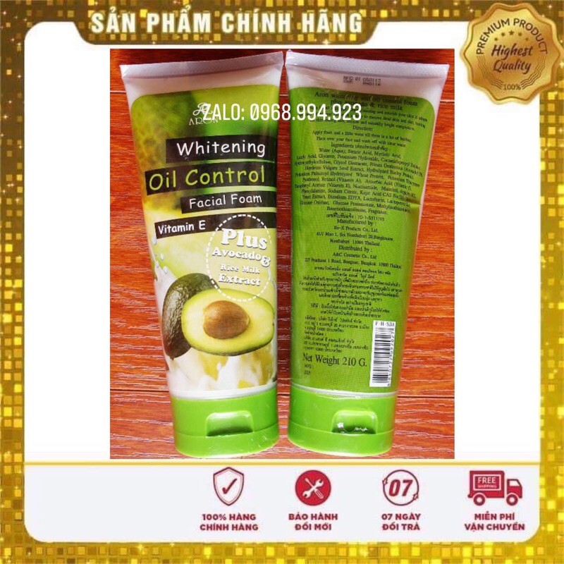 [HCM] Sữa rửa mặt bơ Aron Whitening Oil Control Thái Lan 210g