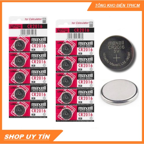 Vỉ 5 viên Pin CR2016 Maxell lithium 3V (Pin CMOS) - Made in Japan