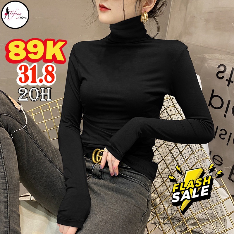 Áo Cổ Lọ Tay Dài Big Size Rộng Dưới 80Kg Chất Thun Cotton Co Giãn Màu Đen "CL"