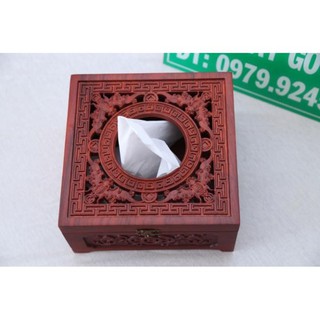 Hộp gỗ đựng giấy ăn vuông -- gỗ hương ta