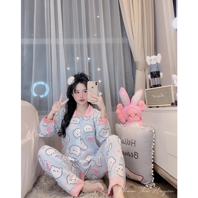 [BỘ PIJAMA] BỘ ĐỒ NỮ ÁO DÀI QUẦN DÀI HÌNH DỄ THƯƠNG_Kèm ảnh và video thật