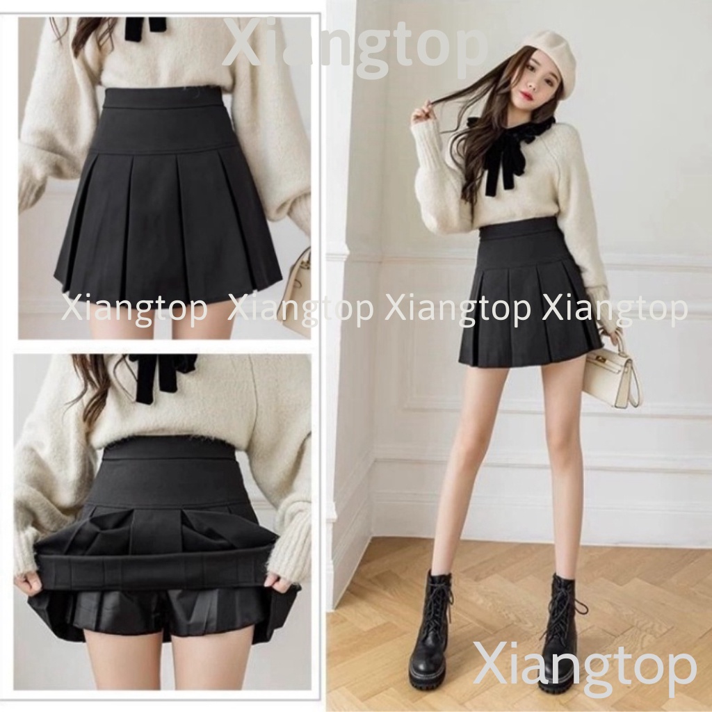 Chân váy xếp ly ngắn bản to màu xám bigsize phong cách Hàn Quốc kaca aosomicongsothietke
