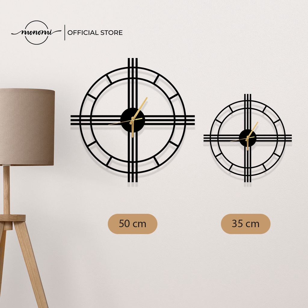 Đồng Hồ Treo Tường Kim Loại CNC Retro Black Dùng Decor Phòng Khách & Văn Phòng THE MONOMI - C027