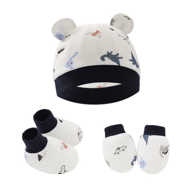 Set 3 Món Nón + Găng Tay + Vớ Cotton Mềm Mại Cho Trẻ Sơ Sinh