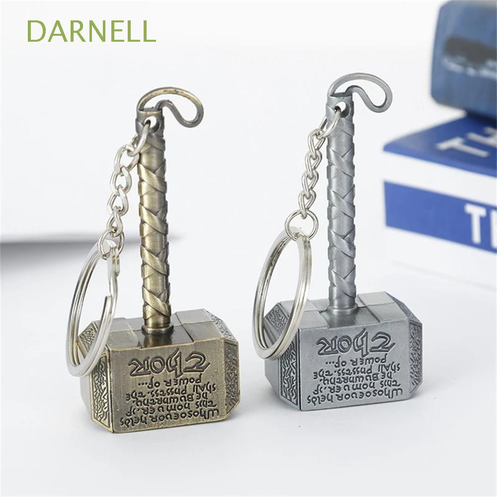 DARNELL Special Thor Hammer Keychain Movie Viking Odin Marvel Avenger Keyrings Keyrings Jewelry For Fans Action Figure Toy Keyholder Dark World Ragnarok Car Bag Pendant Norse Mythology