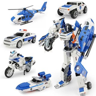 Giá Siêu Rẻ-Set 5 xe cảnh sát biến hình robot lớn