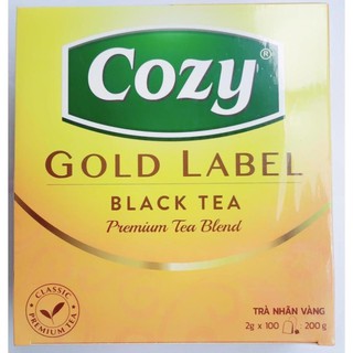 Trà đen cozy nhãn vàng 1 hộp 100 gói x 2g
