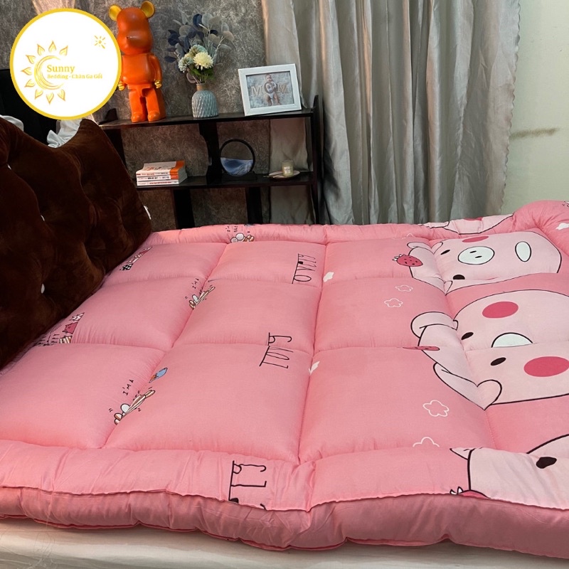 Topper Nệm Cao Cấp Hoạ Tiết Heo Hồng Đáng Yêu Dày 7-8cm