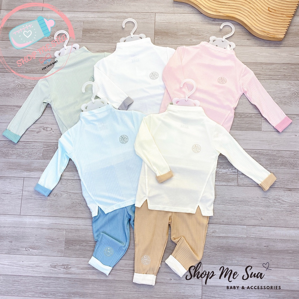 HRNEE Bộ dài tay cổ 3p cho bé chất liệu modal siêu mềm