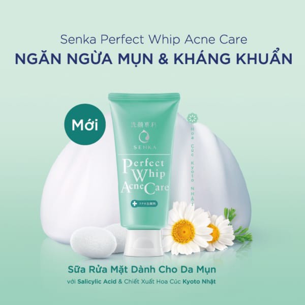 Sữa Rửa Mặt Senka Giảm Mụn Cho Mọi Loại Da Dạng Gel Perfect Whip Acne Care 100g - Khongcoson