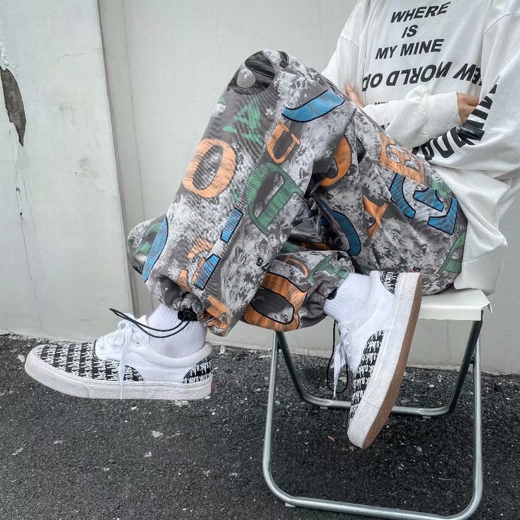 Quần dài ống đứng nhuộm loang màu thời trang hip hop sành điệu cho nam