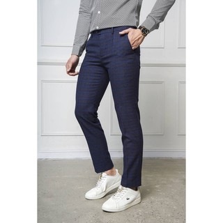 Quần Âu Nam Công Sở - VENISCE - Màu Xanh Than Kẻ Sọc Màu Cam, Chất Liệu Sợi Vải Cotton