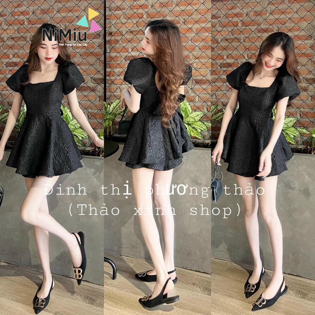 Sét Bộ Nữ Thời Trang Mặc Đi Chơi, Sét Bộ Đùi Gấm Cao Cấp Tay Phồng Cột Nơ Sau
