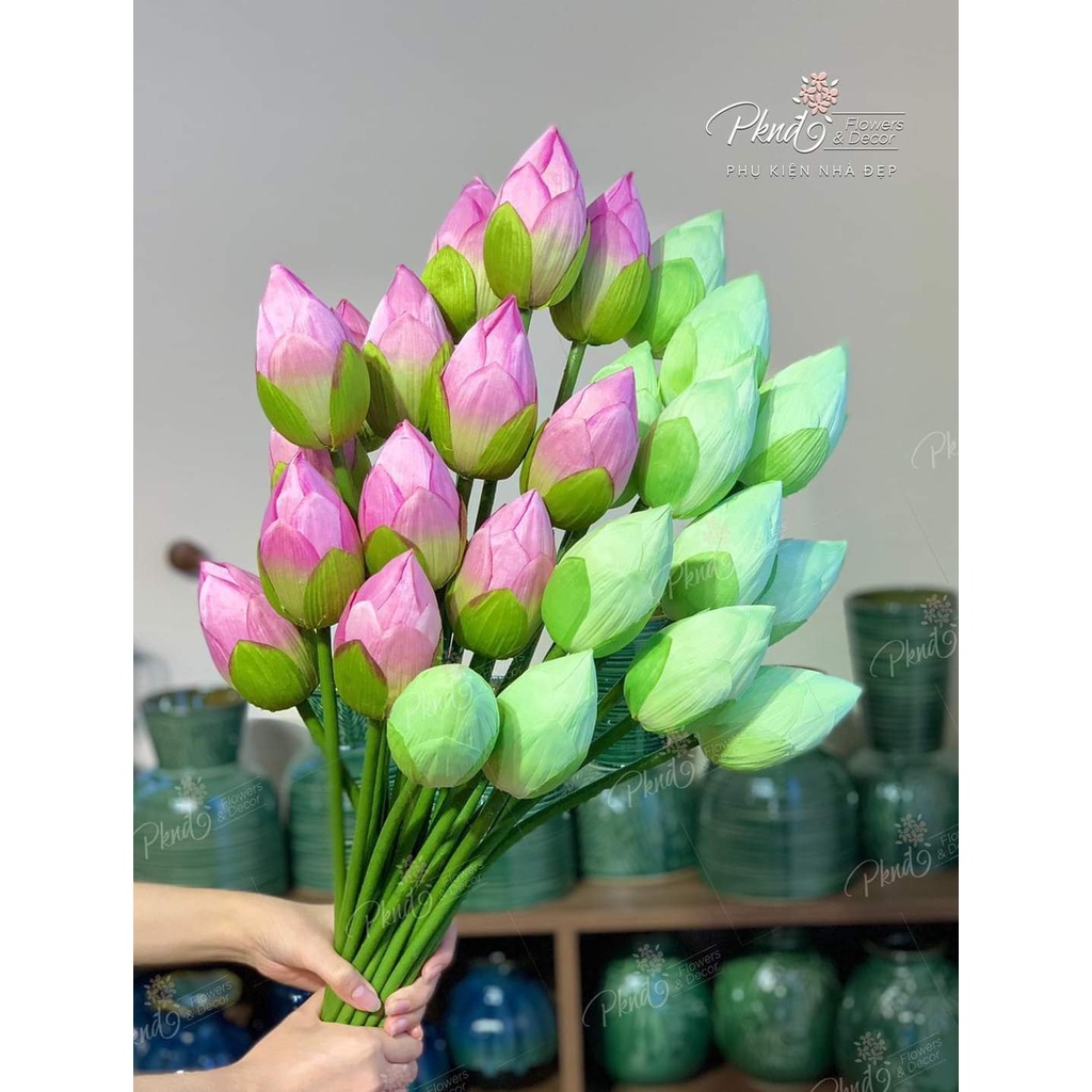 Hoa sen lụa giả thanh lịch và tinh khôi đẹp PKND FLOWERS &amp; DECOR